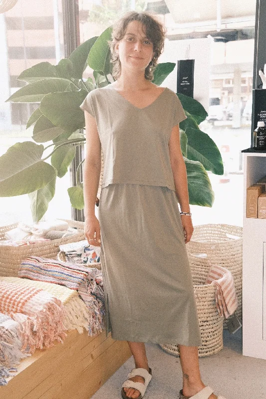 t-shirt - upcycled - soledad - sage Oversized T-Shirt Spandex breathable