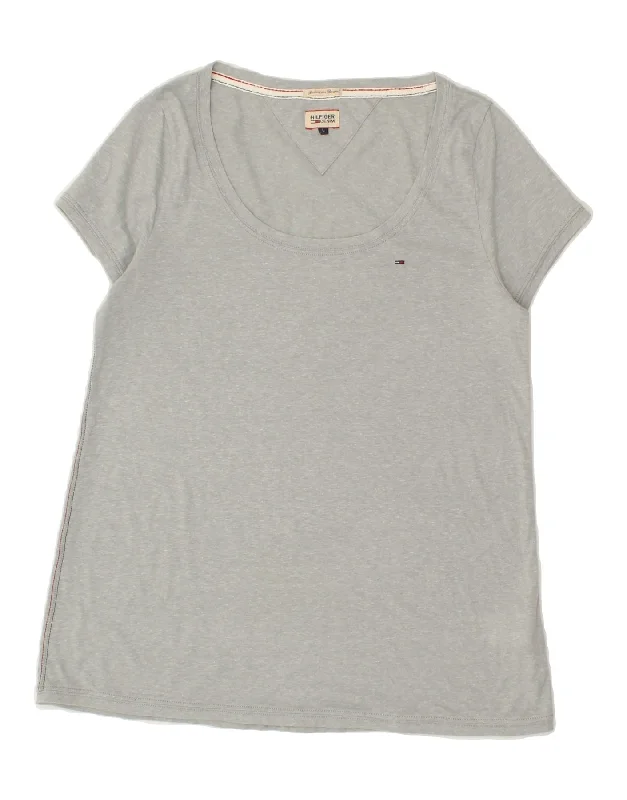 TOMMY HILFIGER Womens T-Shirt Top UK 16 Large Grey Polyester