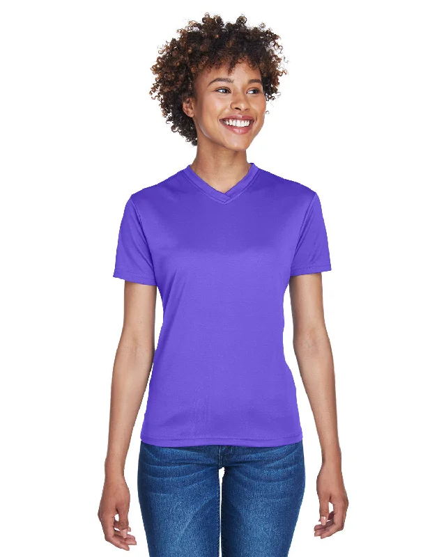 UltraClub Ladies' Cool & Dry Sport V-Neck T-Shirt Graphic Embroidered Appliqued