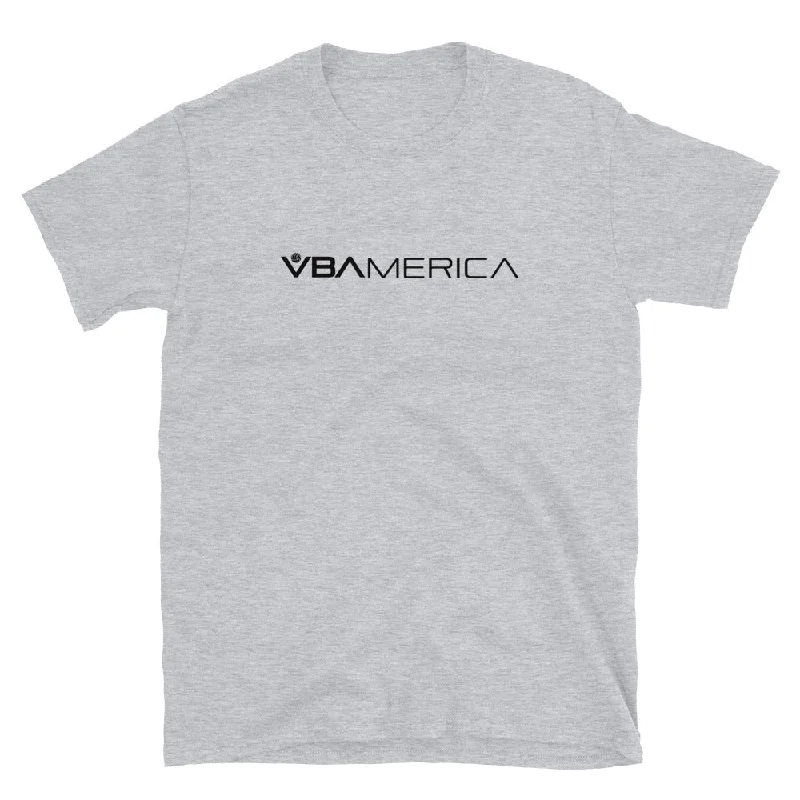 VBAmerica Black Logo Short-Sleeve T-Shirt Solid Print Embellished