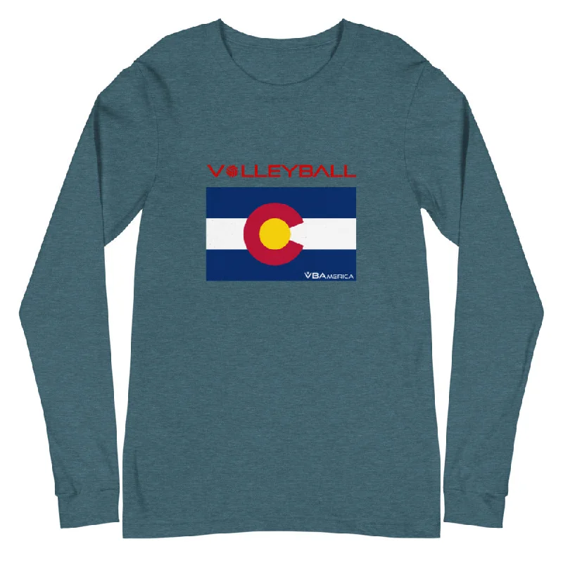 VBAmerica Colorado Volleyball Long Sleeve Tee Hooded Caped Shawl Collar