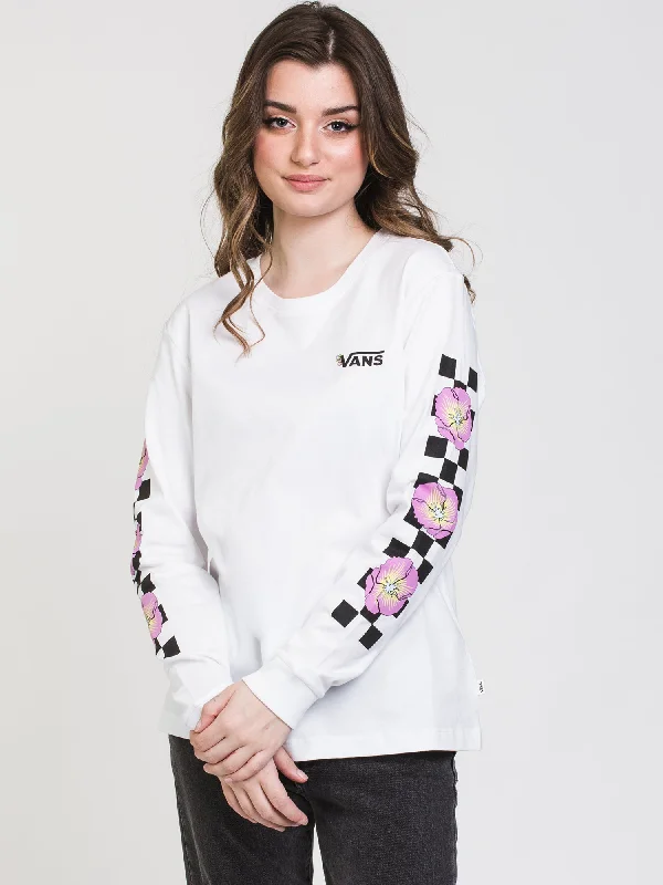 VANS BLOOM CHECKZ BOYFRIEND LONG SLEEVE TEE  - CLEARANCE