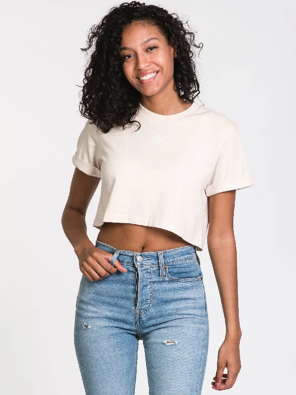 ADIDAS CROPPED LOGO TEE  - CLEARANCE Ribbed T-Shirt High Neck Heavyweight