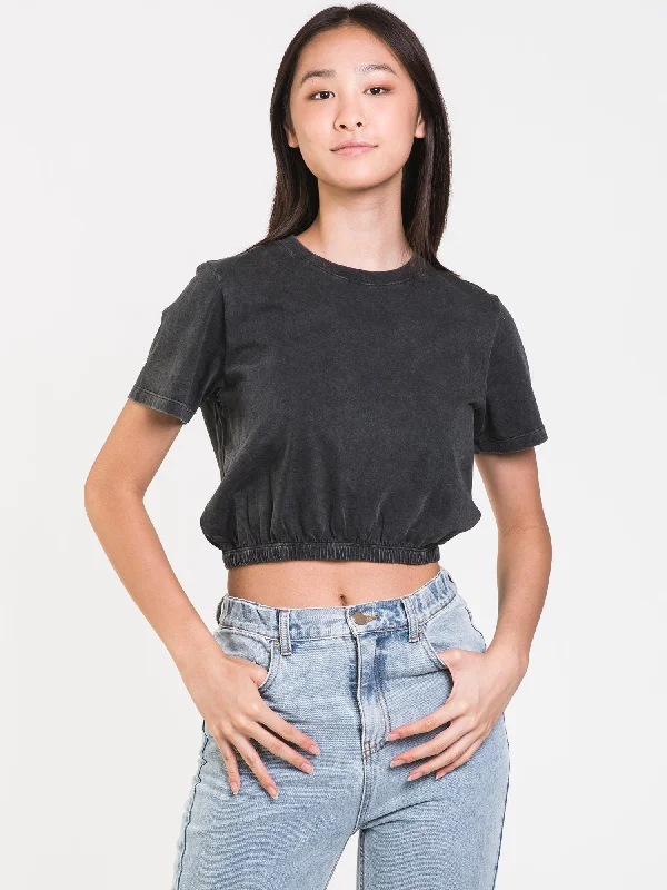HARLOW MONICA ELASTIC TEE  - CLEARANCE Houndstooth Herringbone Solid
