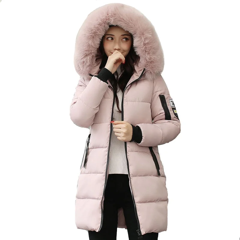 new hooded loose long women winter jacket with fur collar warm thick parka cotton padded female fashion womens coat parkas Appliqued Jacket Beaded Jacket Sequined Jacket new hooded loose long women winter jacket with fur collar warm thick parka cotton padded female fashion womens coat parkas Appliqued Jacket Beaded Jacket Sequined Jacket