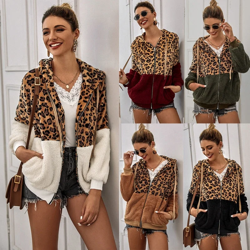 New Leopard Patchwork Women Teddy Coat Autumn Hooded Fluffy Plush Winter Faux Fur Jacket Coat Women Coat Fur Sweater Hoodie Denim Jacket Leather Jacket Suede Jacket New Leopard Patchwork Women Teddy Coat Autumn Hooded Fluffy Plush Winter Faux Fur Jacket Coat Women Coat Fur Sweater Hoodie Denim Jacket Leather Jacket Suede Jacket