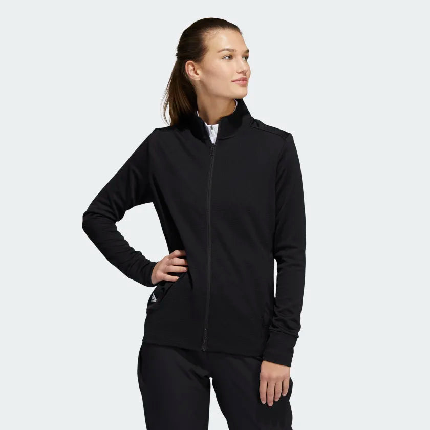 Adidas Women's Textured Full-Zip Jacket HA3395 Zip Front Button Front Snap Front