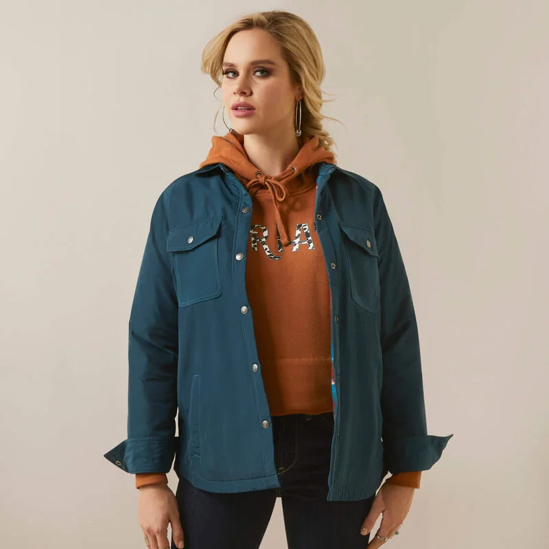 Ariat Women's Dilon Shirt Jacket - Teal Lace Jacket Ribbed Jacket Sequined Jacket