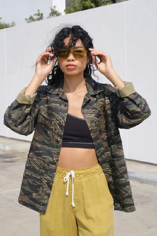 CLEARANCE- Back Beat Co Camo Utility Jacket Jersey Jacket Tulle Jacket Batik Jacket