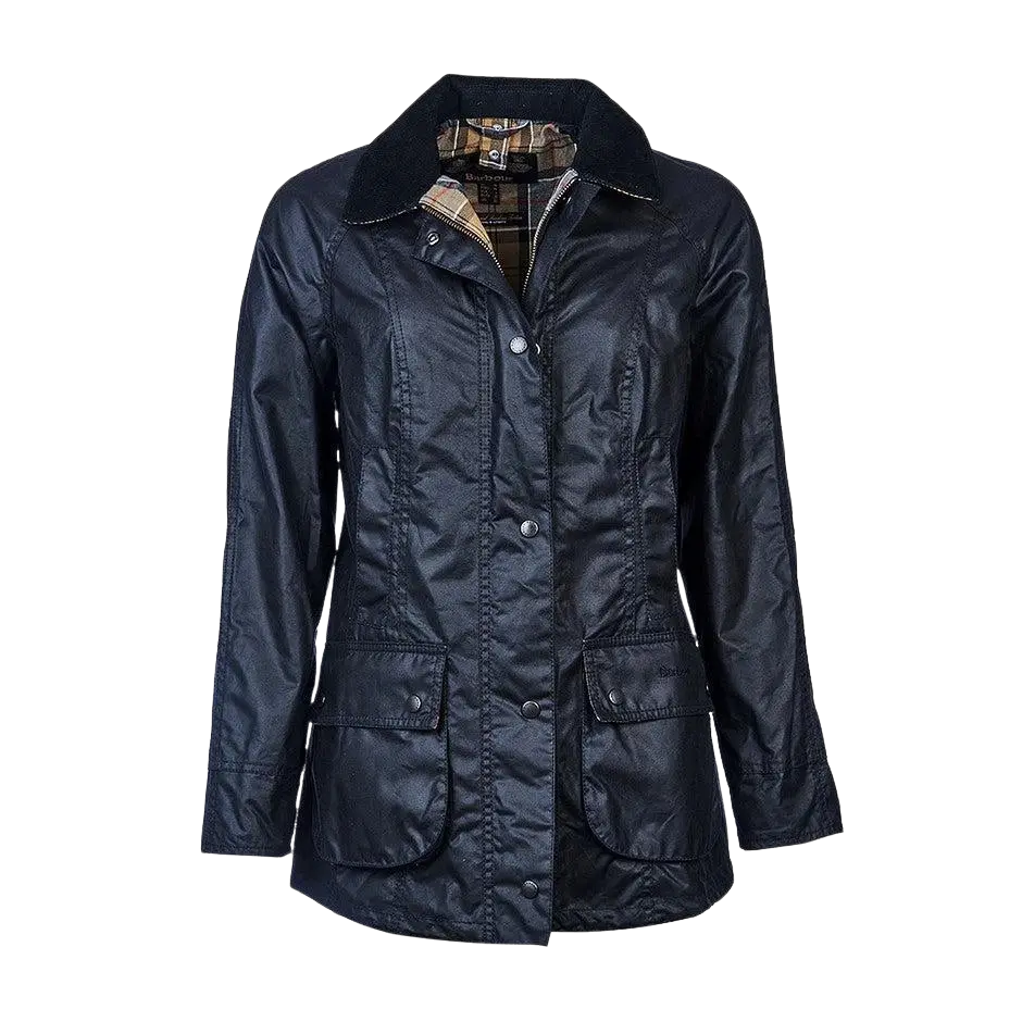 Barbour Beadnell Wax Jacket in Navy Appliqued Jacket Beaded Jacket Sequined Jacket
