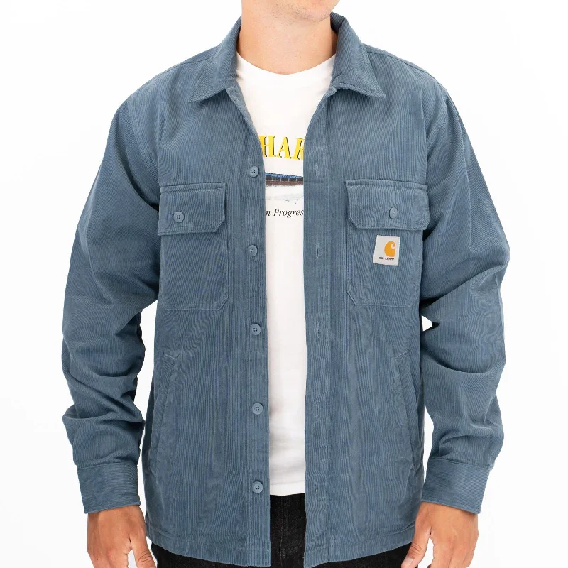 Carhartt WIP Mens Dixon Corduroy Blue Shirt Jacket Wool Jacket Cashmere Jacket Tweed Jacket Carhartt WIP Mens Dixon Corduroy Blue Shirt Jacket Wool Jacket Cashmere Jacket Tweed Jacket