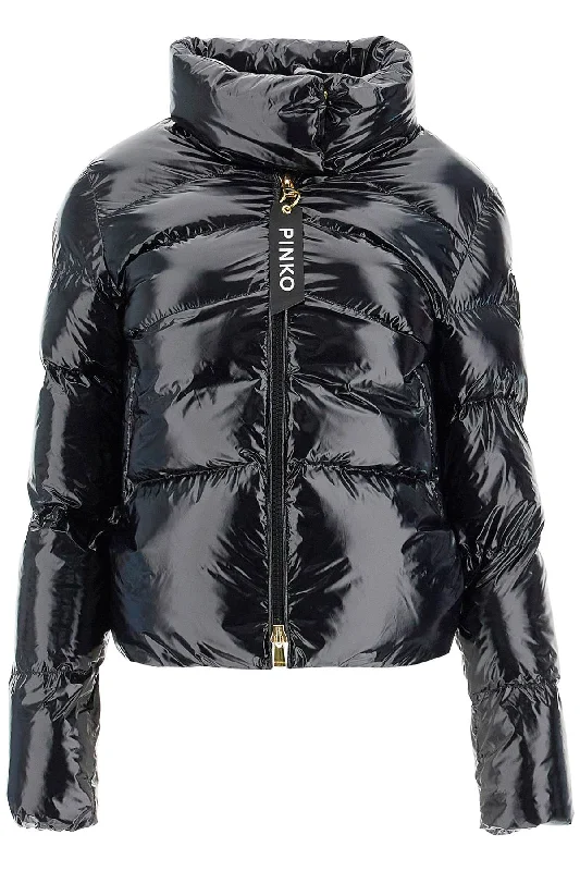 PINKO "crystal nylon down jacket" A-Line Jacket Boat Neck Shawl Collar