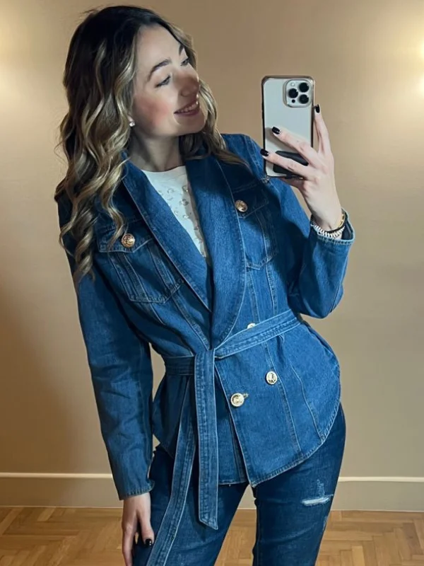 Denim jacket with belt