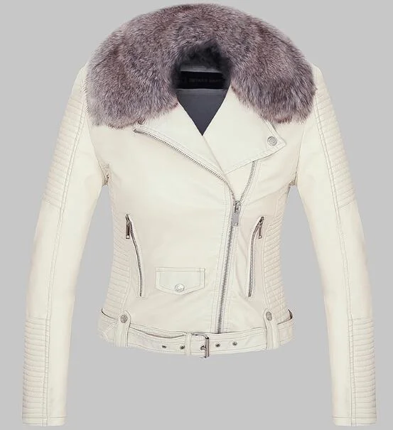 DETACHABLE FUR COLLAR WARM FAUX LEATHER JACKET Faux Fur Jacket Real Fur Jacket Shearling Jacket DETACHABLE FUR COLLAR WARM FAUX LEATHER JACKET Faux Fur Jacket Real Fur Jacket Shearling Jacket
