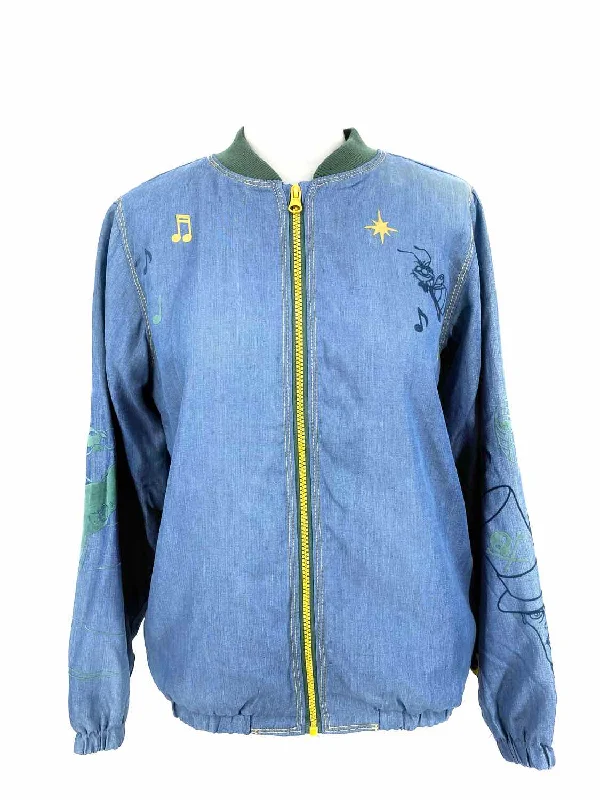 Disney Women's Blue Bomber Tencel Embroidered Size S Jacket V-Neck Jacket Boat Neck Jacket Square Neck Jacket Disney Women's Blue Bomber Tencel Embroidered Size S Jacket V-Neck Jacket Boat Neck Jacket Square Neck Jacket