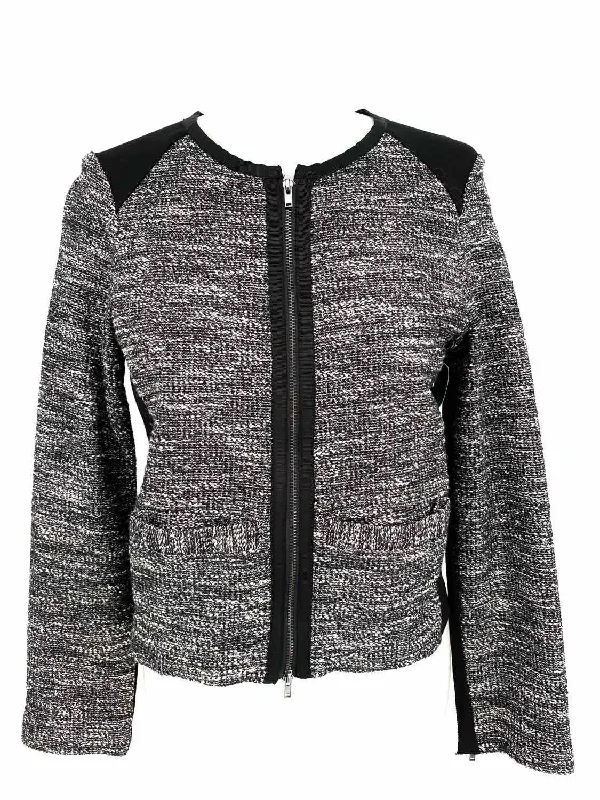 Eileen Fisher Women's Grey/black Zip Color Block Size XS Jacket Chenille Fabric Brocade Fabric Lace Fabric Eileen Fisher Women's Grey/black Zip Color Block Size XS Jacket Chenille Fabric Brocade Fabric Lace Fabric