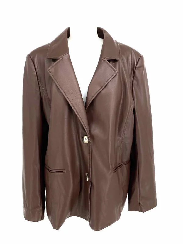 Eleven 22 Women's Brown Blazer Size L Jacket Zippered Front Buttoned Front Snap Front Eleven 22 Women's Brown Blazer Size L Jacket Zippered Front Buttoned Front Snap Front