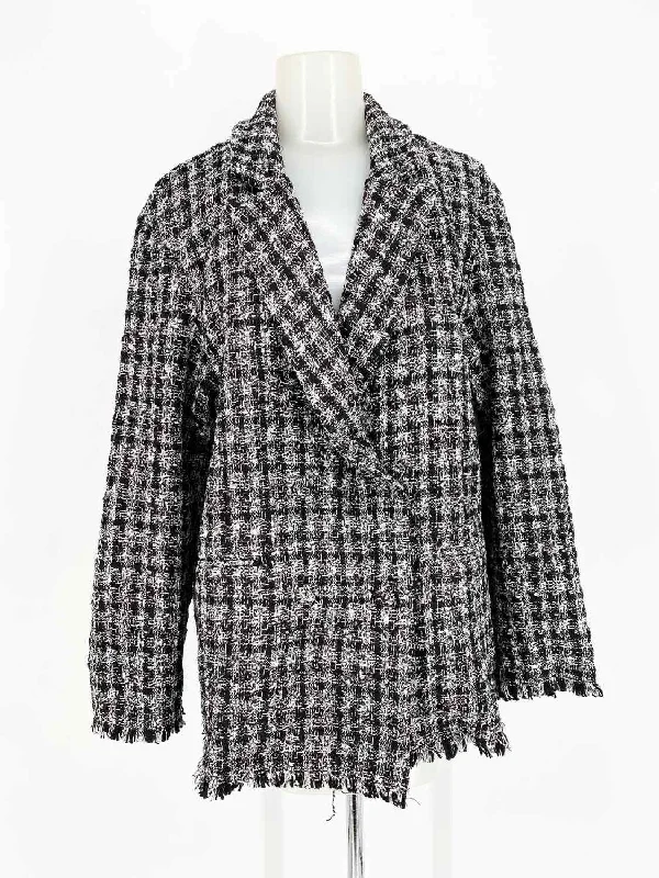 eleven22 Women's black/white Blazer Tweed Plaid Professional Size S Jacket Knit Jacket Woven Jacket Fleece Jacket eleven22 Women's black/white Blazer Tweed Plaid Professional Size S Jacket Knit Jacket Woven Jacket Fleece Jacket