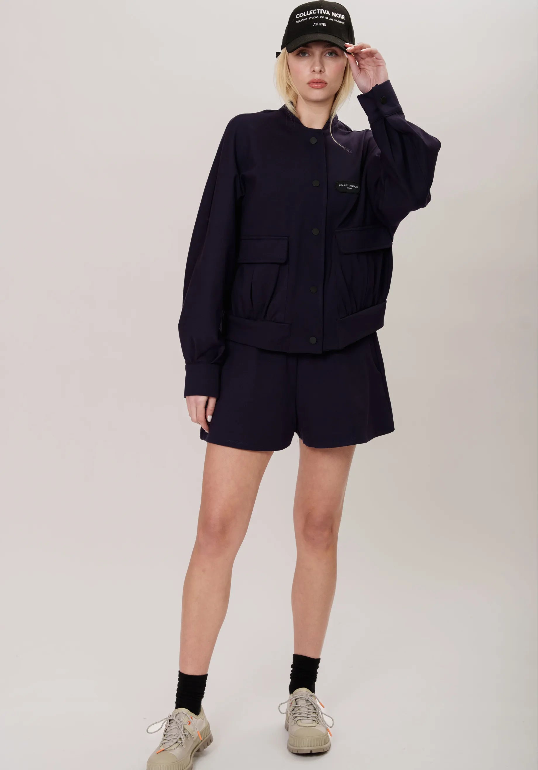 ESTER JACKET NAVY Snapped Jacket Toggled Jacket Drawstring Jacket