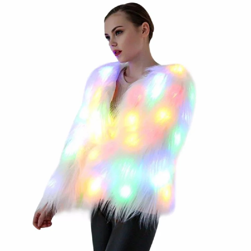 Festival Fur Coat LED Jacket Faux Fur Fabric Real Fur Fabric Shearling Fabric