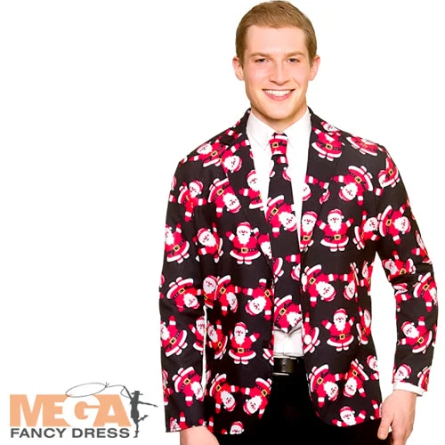 Mens Fun Santa Claus Christmas Jacket & Tie Costume