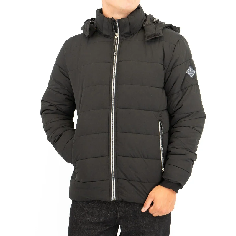 GANT Mens Jacket Coat Active Cloud Padded Black Boat Neck Shawl Collar Notched Collar GANT Mens Jacket Coat Active Cloud Padded Black Boat Neck Shawl Collar Notched Collar