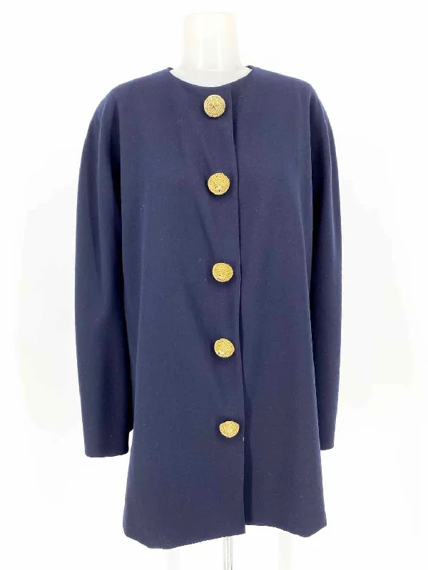 GIANFRANCO FERRE Women's Navy Boxy Wool Italy Size L Jacket One-Shoulder Jacket Off-the-Shoulder Jacket Asymmetrical Jacket GIANFRANCO FERRE Women's Navy Boxy Wool Italy Size L Jacket One-Shoulder Jacket Off-the-Shoulder Jacket Asymmetrical Jacket