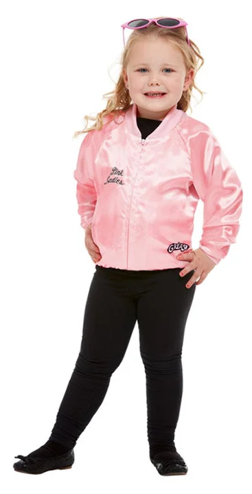 Girls 1950s Grease Movie Pink Ladies Jacket Fancy Dress Costume