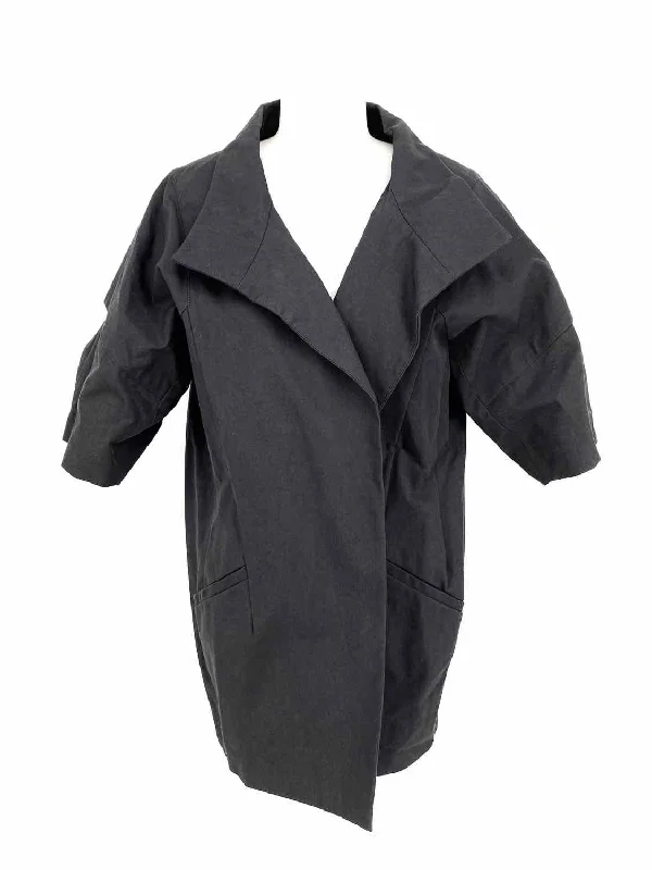 Hanii Y Women's Charcoal Short Sleeve Cotton Size 44/M Jacket Front Pockets Side Pockets Patch Pockets Hanii Y Women's Charcoal Short Sleeve Cotton Size 44/M Jacket Front Pockets Side Pockets Patch Pockets