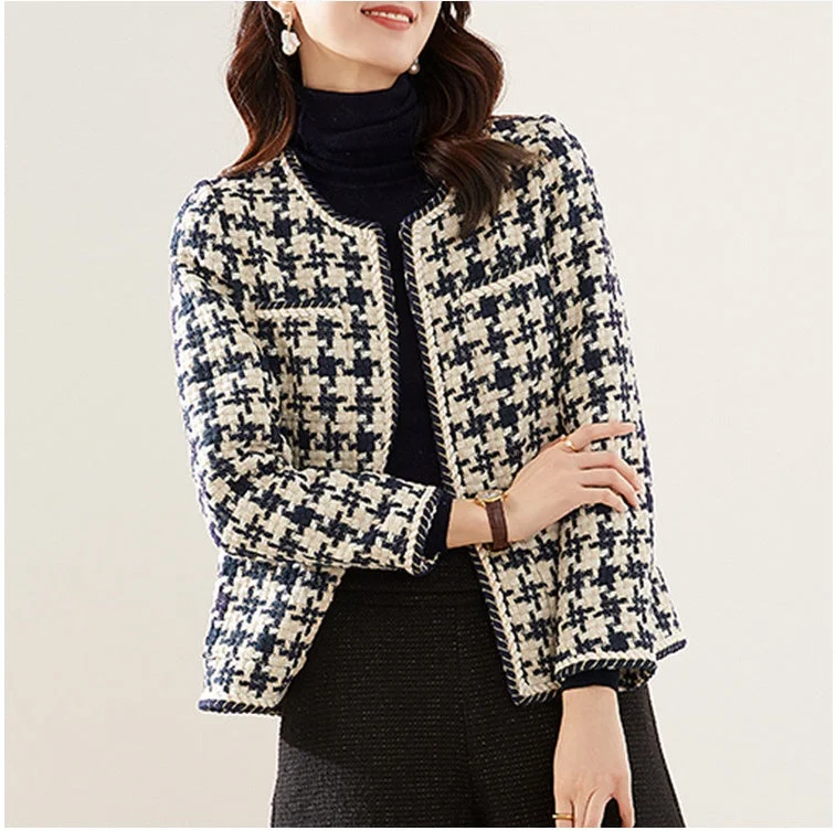 Houndstooth Small Fragrance Jacket Women Clothing Faux Fur Jacket Real Fur Jacket Shearling Jacket Houndstooth Small Fragrance Jacket Women Clothing Faux Fur Jacket Real Fur Jacket Shearling Jacket