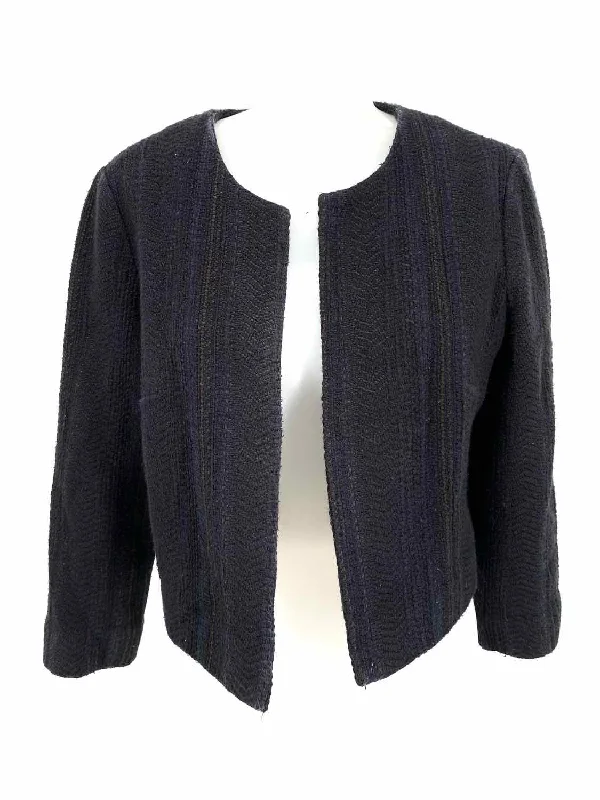 Karl Lagerfeld Women's Navy Open Front Cotton Blend Tweed Crop Size M Jacket Striped Jacket Polka Dot Jacket Floral Jacket Karl Lagerfeld Women's Navy Open Front Cotton Blend Tweed Crop Size M Jacket Striped Jacket Polka Dot Jacket Floral Jacket