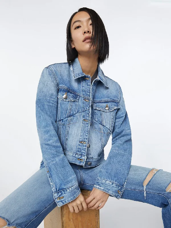 Imaan x FRAME Le Jagged Crop Jacket -- Kalmia Cotton Fabric Linen Fabric Terry Fabric Imaan x FRAME Le Jagged Crop Jacket -- Kalmia Cotton Fabric Linen Fabric Terry Fabric