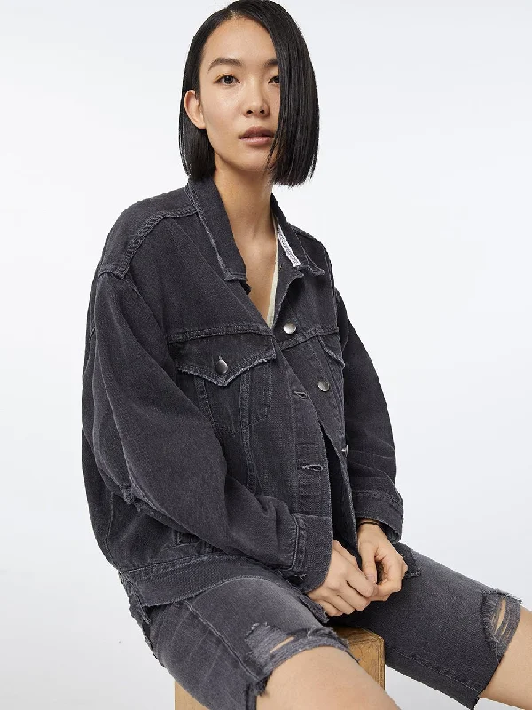 Imaan x FRAME Le Jagged Oversized Jacket -- Cornell Belted Jacket Elasticated Jacket Padded Jacket