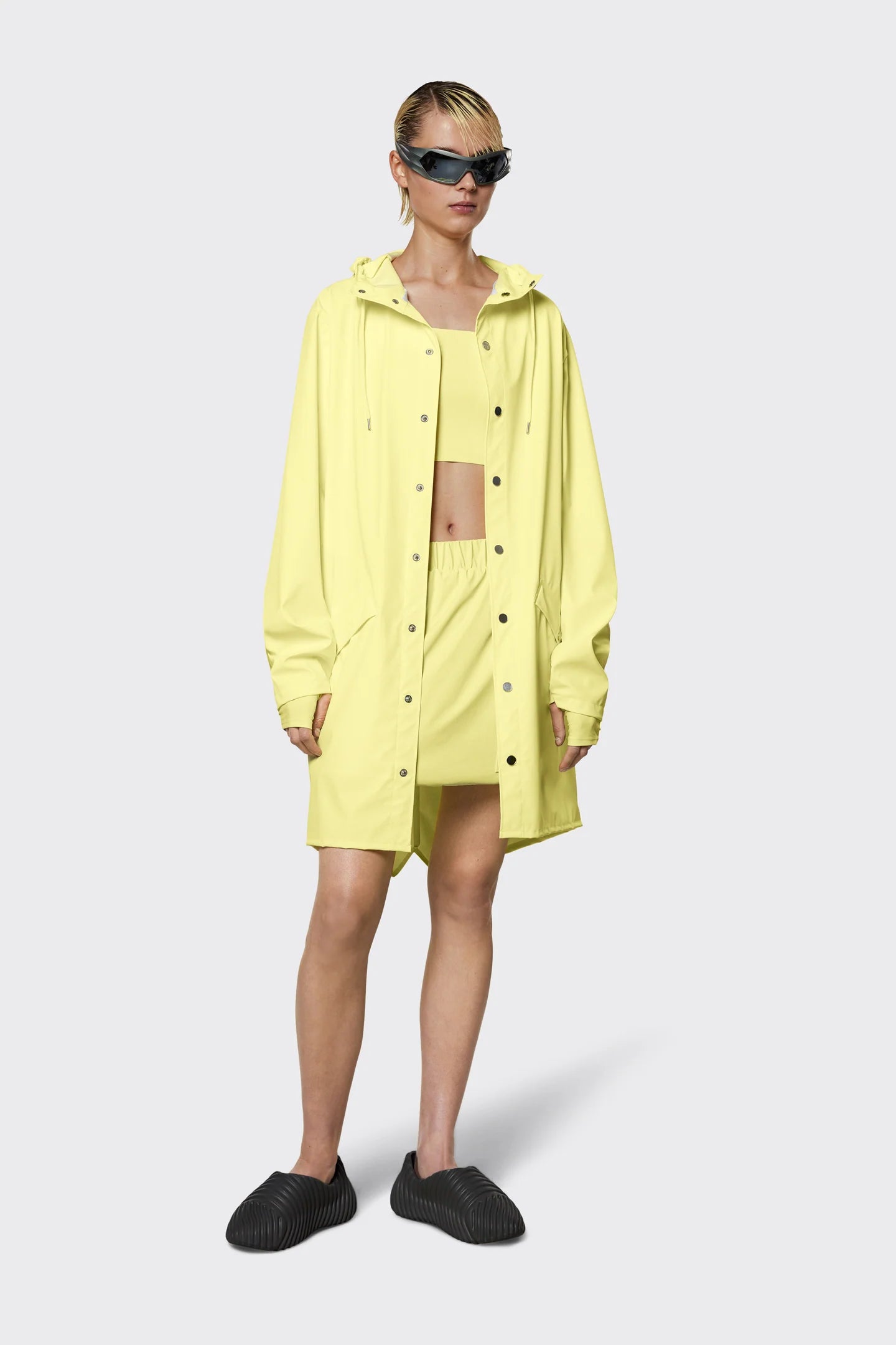 LONG JACKET STRAW | RAINS Welt Pockets Slit Pockets Flap Pockets