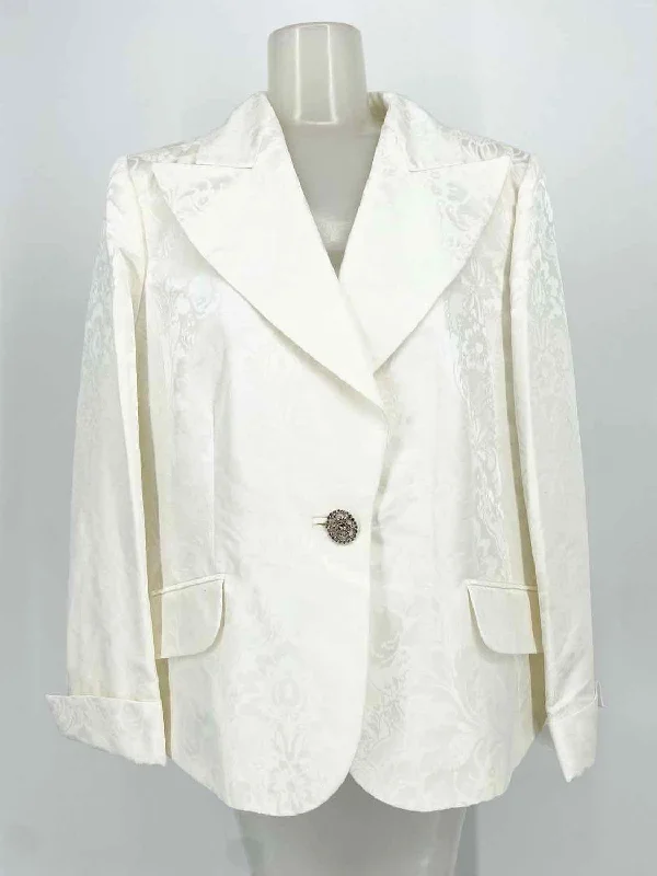 Marina Rinaldi Women's White Blazer Tapestry Italy Size M Jacket Cardigan Sweater Pullover