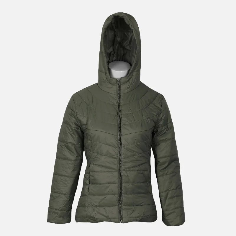 LADIES PUFFER JACKET WITH HOOD Tailored Jacket Straight Jacket A-Line Jacket