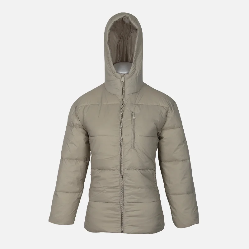 LADIES PUFFER JACKET WITH HOOD Fleece Fabric Down Fabric Feather Fabric
