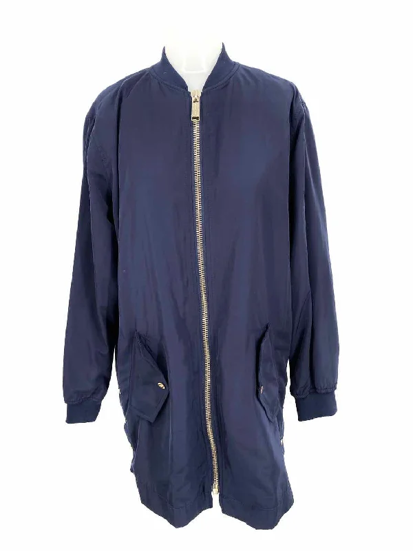 Michael by M. Kors Women's Navy Long Polyester Zip Size S Jacket Satin Jacket Silk Jacket Chiffon Jacket Michael by M. Kors Women's Navy Long Polyester Zip Size S Jacket Satin Jacket Silk Jacket Chiffon Jacket