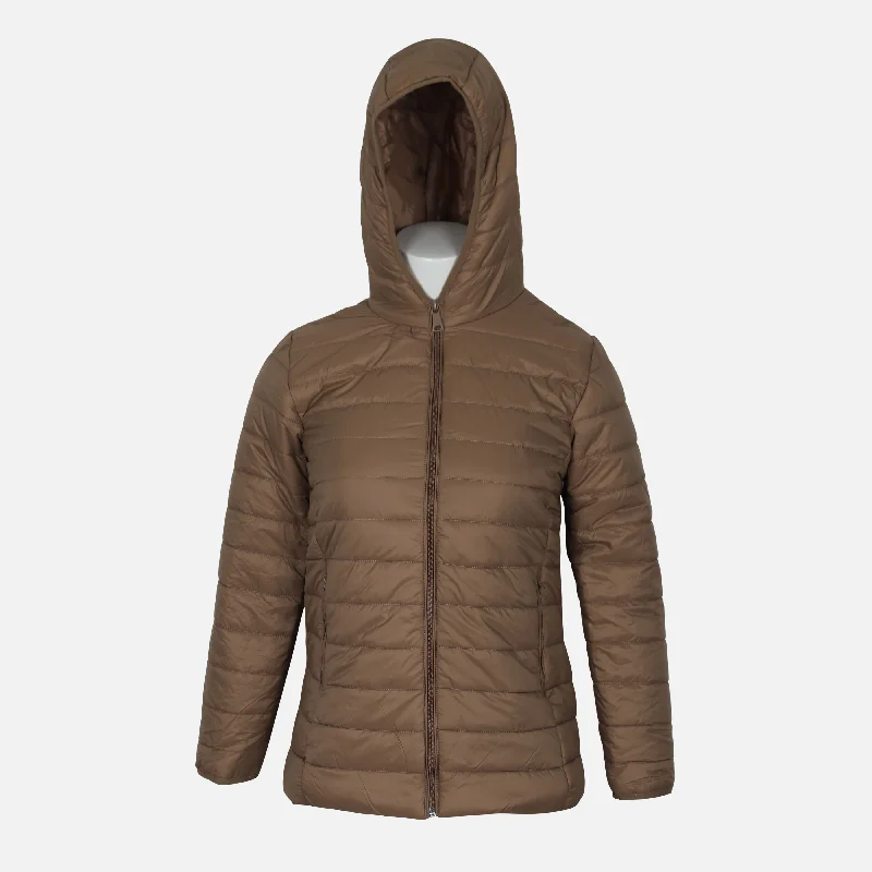 LADIES BASIC PUFFER JACKET WITH HOOD Wool Jacket Cashmere Jacket Tweed Jacket