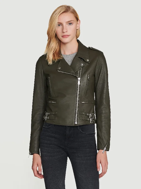 PCH Leather Jacket -- Deep Moss Print Jacket Jacquard Jacket Embroidered Jacket