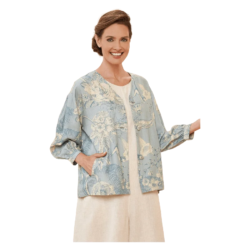 Powder Toile Puff Sleeve Jacket Cardigan Sweater Pullover
