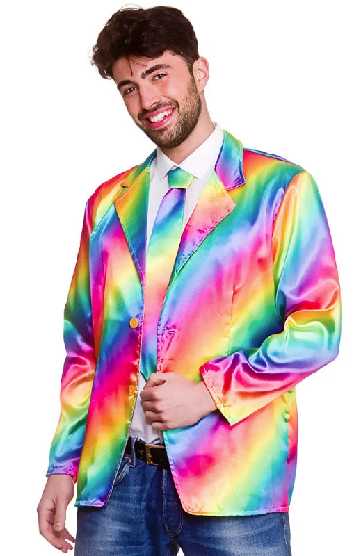 Mens Rainbow Jacket & Tie Pride Festival Fun Novelty Costume