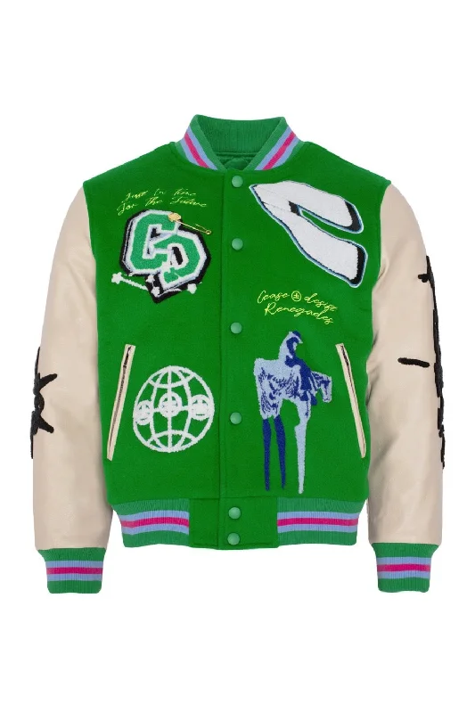 RENEGADES GREEN LETTERMAN JACKET Jersey Jacket Tulle Jacket Batik Jacket