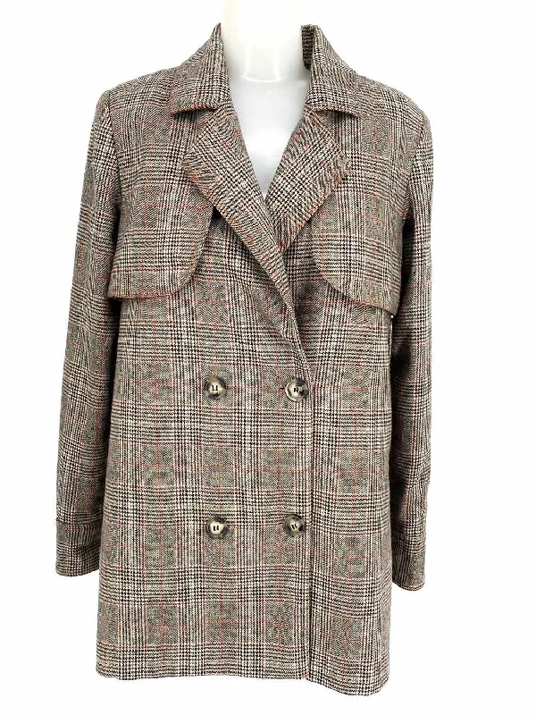 self-portrait Women's Black/Gray Double Breasted Plaid Size S Jacket Toggled Jacket Drawstring Jacket Belted Jacket self-portrait Women's Black/Gray Double Breasted Plaid Size S Jacket Toggled Jacket Drawstring Jacket Belted Jacket