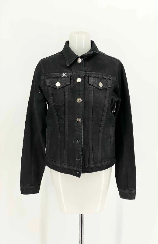 Sergio Gutierrez Size S Black/Silver Coated Denim Jacket Nylon Jacket Polyester Jacket Spandex Jacket Sergio Gutierrez Size S Black/Silver Coated Denim Jacket Nylon Jacket Polyester Jacket Spandex Jacket