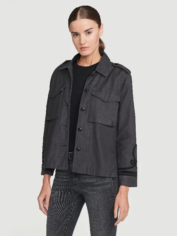 Service Shirt Jacket -- Washed Black Notch Collar Jacket Peter Pan Collar Jacket Cowl Neck Jacket Service Shirt Jacket -- Washed Black Notch Collar Jacket Peter Pan Collar Jacket Cowl Neck Jacket