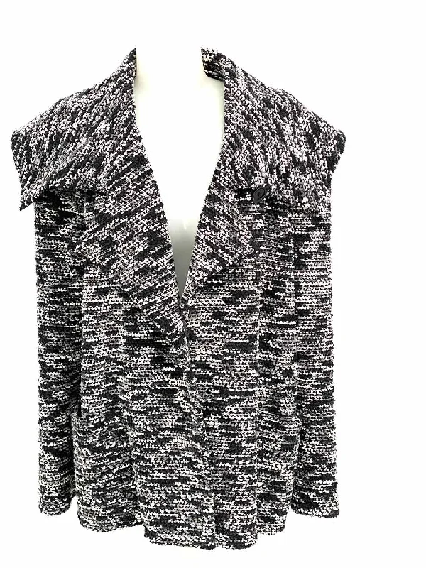 ST. JOHN Women's black/white Open Front Boucle Knit Size 12 Jacket Striped Jacket Polka Dot Jacket Floral Jacket ST. JOHN Women's black/white Open Front Boucle Knit Size 12 Jacket Striped Jacket Polka Dot Jacket Floral Jacket