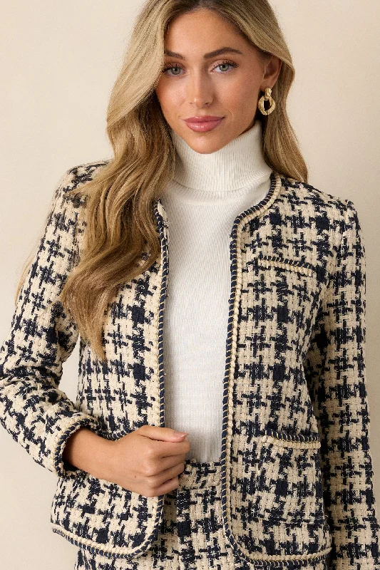 Starlit Pathways Navy Houndstooth Tweed Jacket