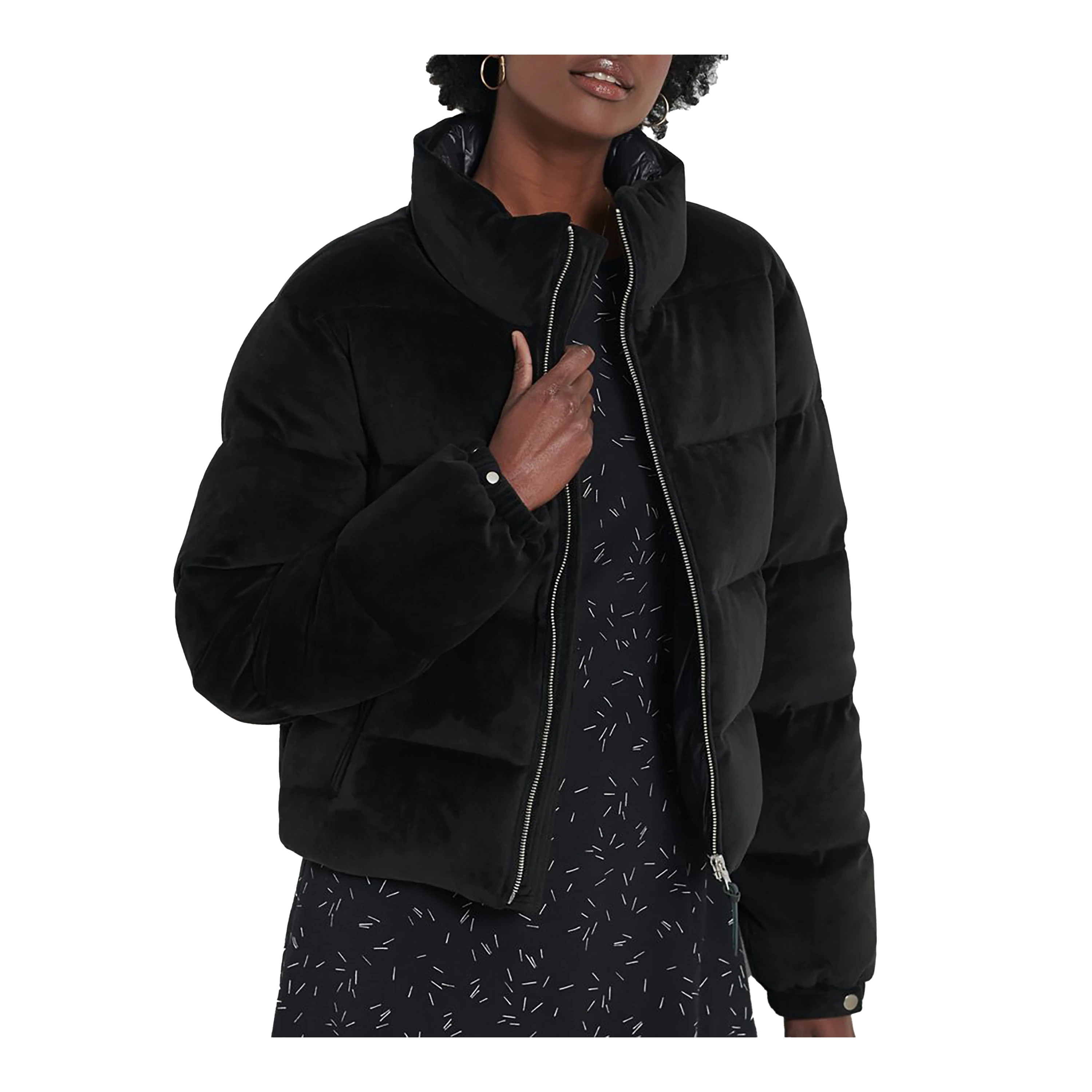 Superdry Studio Alpine Down Padded Jacket Denim Fabric Leather Fabric Suede Fabric