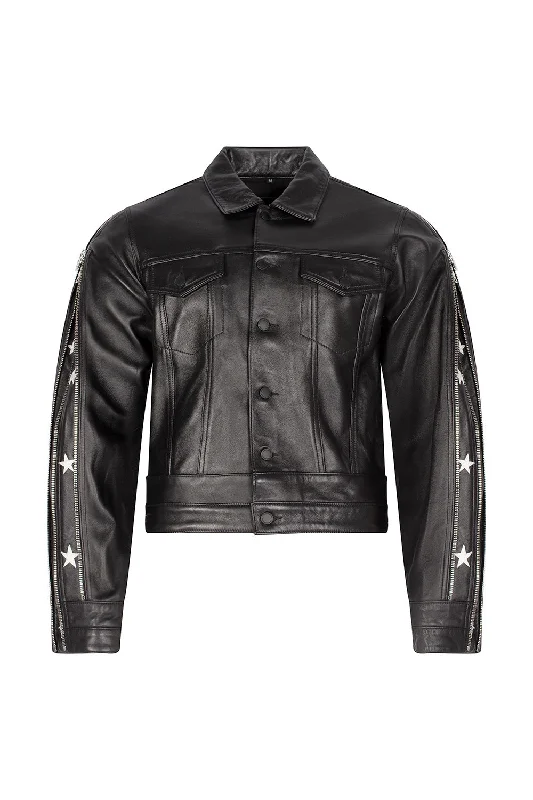 SUNSET RODEO LEATHER JACKET-BLACK Anorak Shell Jacket Lightweight Jacket